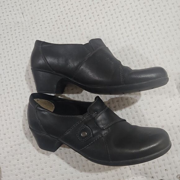 Clarks Shoes Womens Size 12 Black Slip On Comfort Leather Loafers - Picture 2 of 10